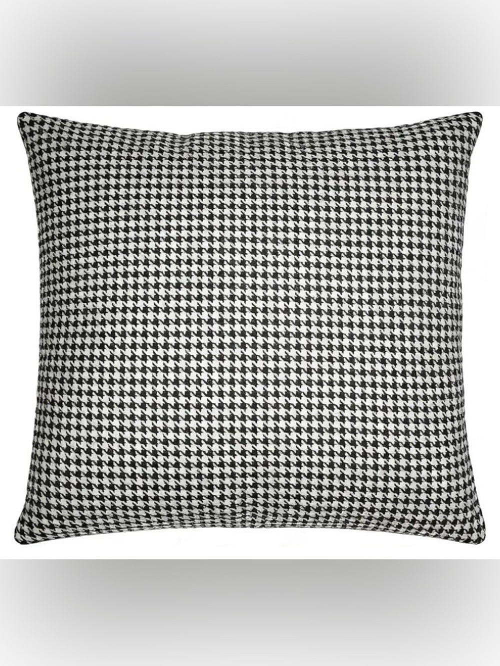 Set of 2 Black Houndstooth Pillow Covers 22x22 Inch Linen , NEW